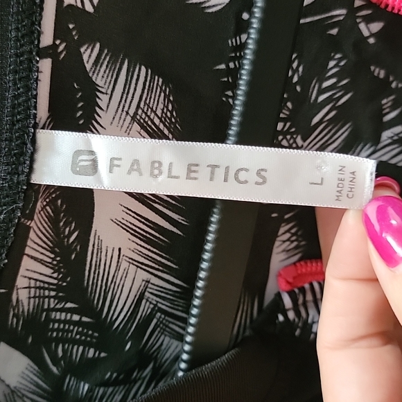 Fabletics Black White  Palm Print Jacket Sz Large - Picture 6 of 10